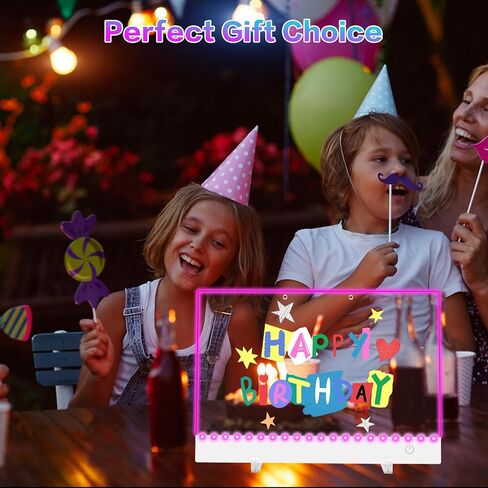 لوحة رسم LED قابلة لإعادة الشحن للأطفال - لوحة رسم مضيئة مقاس 13.8 × 10 بوصة مع 8 ألوان، لوحة مسح جافة Sergamy Glow Dry مع 7 أقلام تحديد ومجموعة حامل، لعبة هدية رسومات الشعار المبتكرة لتتبع الفتيات/المراهقين in Kuwait