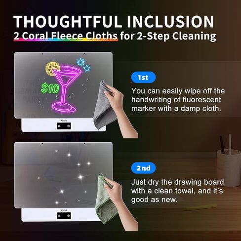 Rechargeable LED Drawing Board, 16.6 Inches Lumiboard, 8 Colors & 3 Modes, LED Note Board with Build in Stand, Includes 7 Markers & 1 Hanging Chain, Great Gift for Children-Easter Gifts in Kuwait