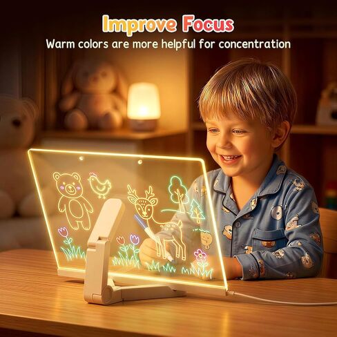 لوحة رسم LED للأطفال، لوحة رسم متوهجة مقاس 17 بوصة مع 7 ألوان و10 أوضاع إضاءة in Kuwait