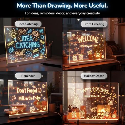 LED Drawing Board for Kids, Light Up Drawing Board with 8 Colors & 4 Modes, Reusable Acrylic Writing Doodle Board, Screen-Free Toy to Keep Kids Busy, Gift for Boys Girls Age 3-7 in Kuwait