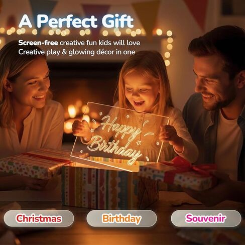 LED Drawing Board for Kids, Light Up Drawing Board with 8 Colors & 4 Modes, Reusable Acrylic Writing Doodle Board, Screen-Free Toy to Keep Kids Busy, Gift for Boys Girls Age 3-7 in Kuwait