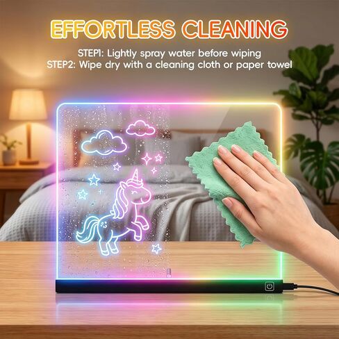 لوحة رسم LED للأطفال مقاس 16 بوصة، لوحة رسومات الشعار المبتكرة المضيئة مع 12 قلم تحديد، وكتاب تتبع وقطعة قماش للتنظيف، لعبة لوحة ملاحظات قابلة للمسح الجاف من الأكريليك USB-C، هدايا للفتيات والأولاد من سن 3 إلى 12 عامًا in Kuwait