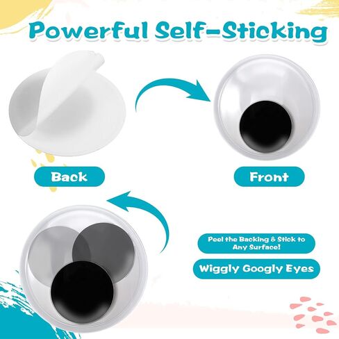 DOPENSPI 20PCS 2 Inch Googly Eyes, Self Adhesive Googly Eyes for Crafts Large Round Wiggle Eye for DIY Crafts Handmade Decoration in Kuwait