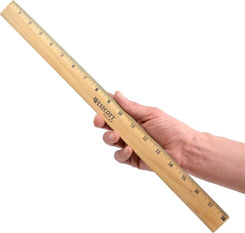 Westcott 18-Inch Wooden Ruler with Single Metal Edge, Clear Lacquer Finish, 12-Pack (05018) in Kuwait