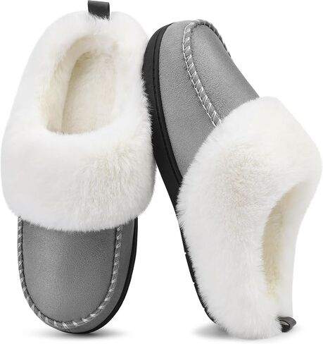 shoeslocker Women's Memory Foam Fuzzy Slippers house shoe for Women Comfy Wool-Like Lined Slippers Indoor in Saudi Arabia