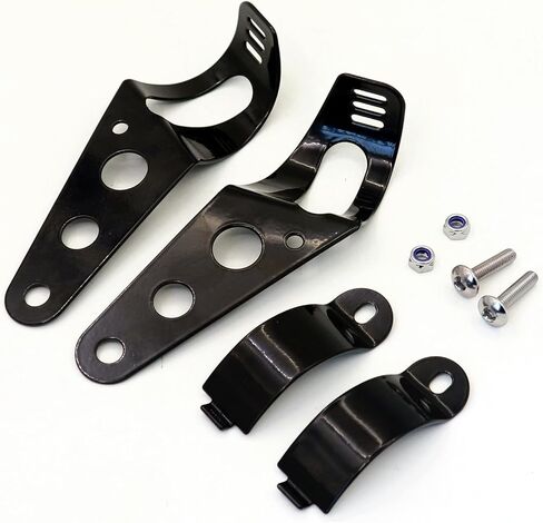 Universal Adjustable Motorcycle Headlight Mounting Bracket, 35mm-43mm, Black Metal, for Motorcycle ATV UTV, Complete Hardware Included in Kuwait