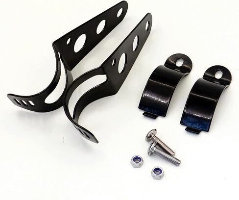 Universal Adjustable Motorcycle Headlight Mounting Bracket, 35mm-43mm, Black Metal, for Motorcycle ATV UTV, Complete Hardware Included in Kuwait