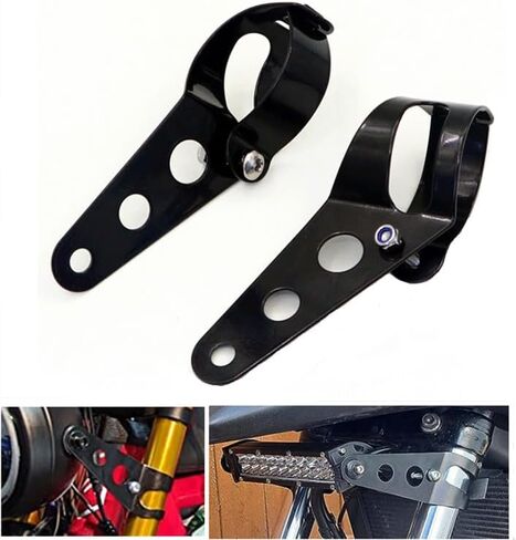Universal Adjustable Motorcycle Headlight Mounting Bracket, 35mm-43mm, Black Metal, for Motorcycle ATV UTV, Complete Hardware Included in Kuwait