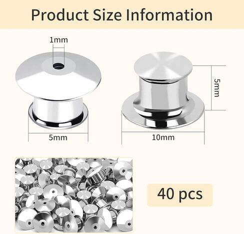 40 Pcs Locking Pin Backs,Metal Pin Keepers,Locking Clasp for Brooches,Clothes Brooch Lapel,Badges and Pins, No Tool Required(Silver) in Kuwait
