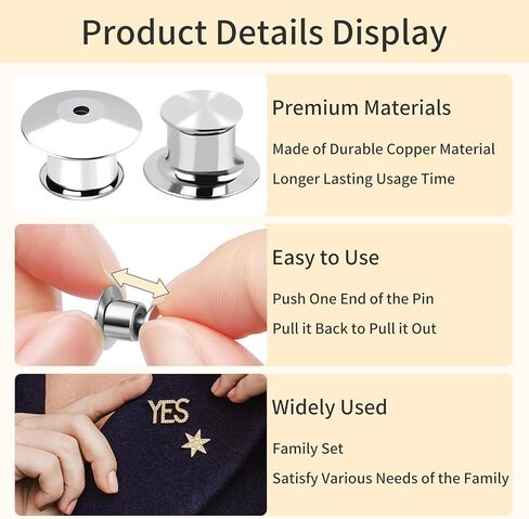 40 Pcs Locking Pin Backs,Metal Pin Keepers,Locking Clasp for Brooches,Clothes Brooch Lapel,Badges and Pins, No Tool Required(Silver) in Kuwait