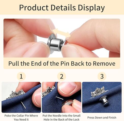 40 Pcs Locking Pin Backs,Metal Pin Keepers,Locking Clasp for Brooches,Clothes Brooch Lapel,Badges and Pins, No Tool Required(Silver) in Kuwait
