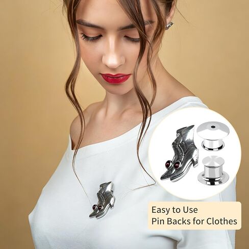 40 Pcs Locking Pin Backs,Metal Pin Keepers,Locking Clasp for Brooches,Clothes Brooch Lapel,Badges and Pins, No Tool Required(Silver) in Kuwait