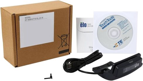 Elo Touch E177037 قارئ الشريط المغناطيسي لـ 1515L و1715L، USB، محاكاة لوحة المفاتيح/Hid، 3 مسارات، رمادي داكن in Kuwait