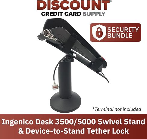 DCCSands Ingenico Desk/3500/5000 حامل أسود دوار وإمالة مقاس 7 بوصات مع محطة جهاز نقطة البيع المضادة للسرقة لحامل قفل حبل الأمان in Kuwait