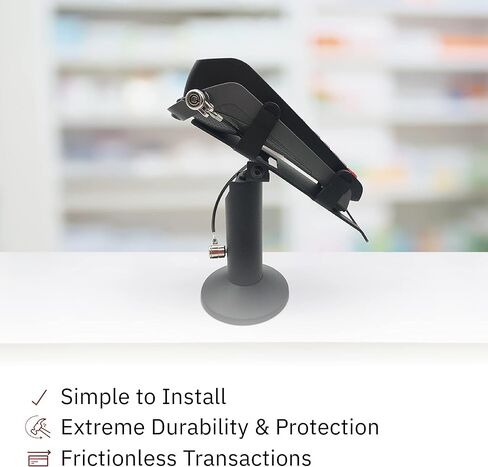 DCCSands Ingenico Desk/3500/5000 حامل أسود دوار وإمالة مقاس 7 بوصات مع محطة جهاز نقطة البيع المضادة للسرقة لحامل قفل حبل الأمان in Kuwait