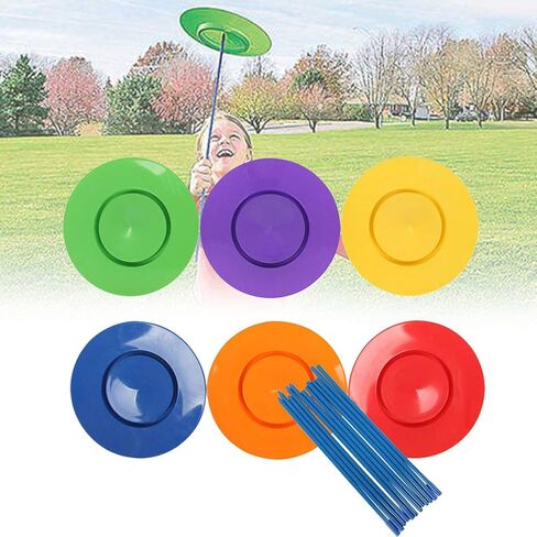 6pcs Juggling Spinning Plates with 12pcs Sticks, Hobby Circus Performance Spinning Plates, Balance Skills Showing Plate, for Circus Skills, Multi-Colors, Attracts Attention in Kuwait