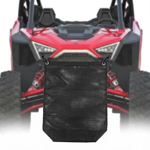 حقيبة قمامة شبكية UTV ATV، تخزين قمامة الطرق الوعرة من مادة PVC شديدة التحمل، مناسبة عالميًا لـ Polaris RZR، Can-Am Maverick، CFMOTO، عربة جولف مع إبزيم سريع التحرير، تثبيت بدون مثقاب، 10 لتر أسود in Kuwait
