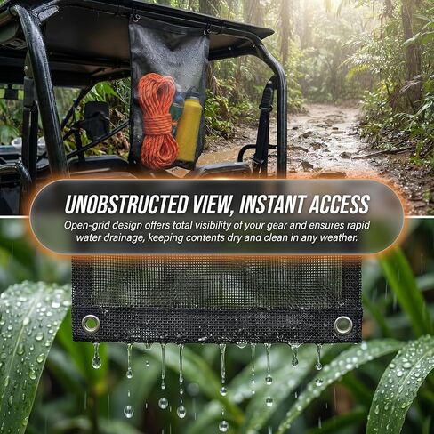حقيبة قمامة شبكية UTV ATV، تخزين قمامة الطرق الوعرة من مادة PVC شديدة التحمل، مناسبة عالميًا لـ Polaris RZR، Can-Am Maverick، CFMOTO، عربة جولف مع إبزيم سريع التحرير، تثبيت بدون مثقاب، 10 لتر أسود in Kuwait