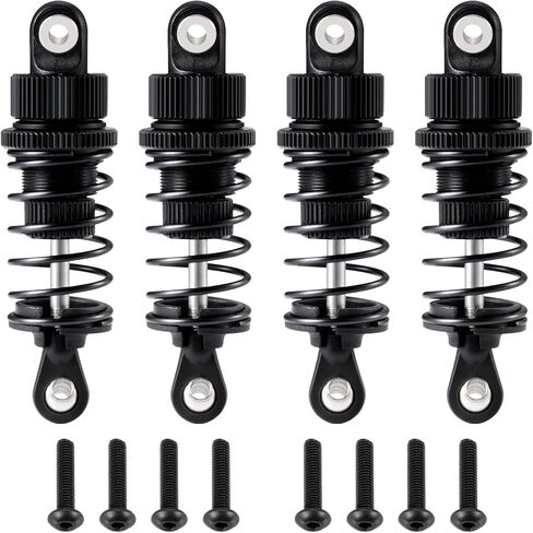 Aluminum 55mm Front & Rear Threaded Oil Filled Shock Absorber Damper Suspension Set Compatible with Tamiya TT02 1/10 RC On Road Touring Car Upgrade Parts (Black) in Kuwait