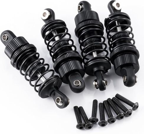 Aluminum 55mm Front & Rear Threaded Oil Filled Shock Absorber Damper Suspension Set Compatible with Tamiya TT02 1/10 RC On Road Touring Car Upgrade Parts (Black) in Kuwait