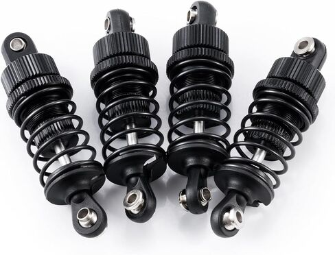 Aluminum 55mm Front & Rear Threaded Oil Filled Shock Absorber Damper Suspension Set Compatible with Tamiya TT02 1/10 RC On Road Touring Car Upgrade Parts (Black) in Kuwait