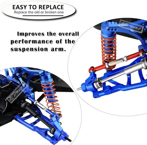 أجزاء ترقية ممتصات الصدمات CVD لـ 1/10 Slash 2WD، Stampede 2WD، Rustler 2WD، Hoss 2WD، أمامي خلفي 4 قطع فولاذ #45 محاور عمود الإدارة مع سداسية، صدمات كبيرة من سبائك الألومنيوم، أسود وأزرق داكن in Kuwait
