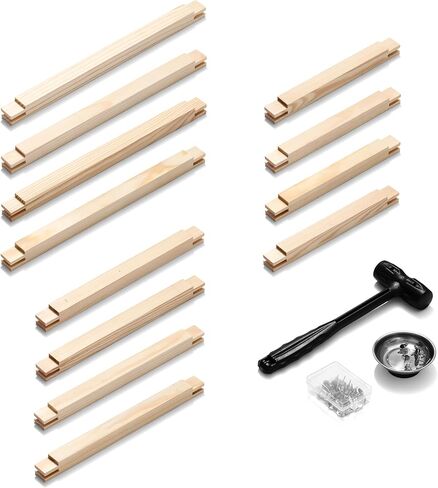 Needlepoint Stretcher Bars Kit – 8", 10", 12" Wooden Frame Set for Needlepoint & Embroidery with Mallet, Magnetic Tray & Stainless Steel Tacks in Kuwait