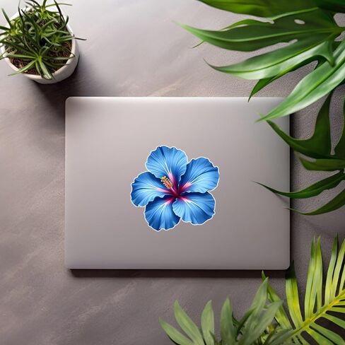 Blue Hibiscus Flower Car Stickers, 2-Pack Waterproof Vinyl Car Decals for Bumper, Trunk & Car Windows, Decorative Auto Stickers for SUVs, Trucks, Calcomanías para Auto c099 in Kuwait