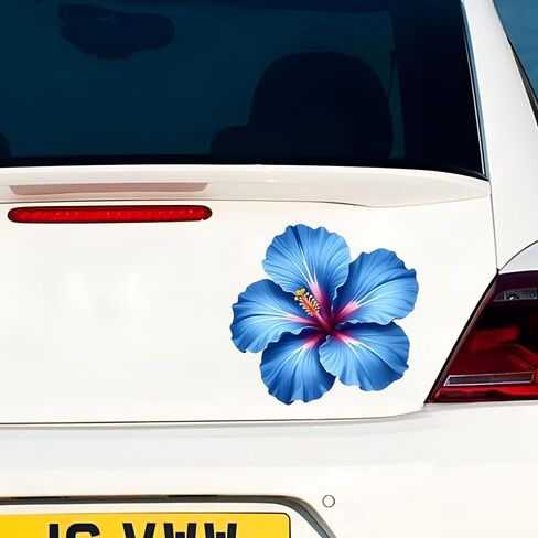 Blue Hibiscus Flower Car Stickers, 2-Pack Waterproof Vinyl Car Decals for Bumper, Trunk & Car Windows, Decorative Auto Stickers for SUVs, Trucks, Calcomanías para Auto c099 in Kuwait