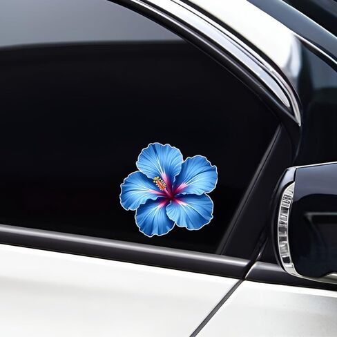 Blue Hibiscus Flower Car Stickers, 2-Pack Waterproof Vinyl Car Decals for Bumper, Trunk & Car Windows, Decorative Auto Stickers for SUVs, Trucks, Calcomanías para Auto c099 in Kuwait
