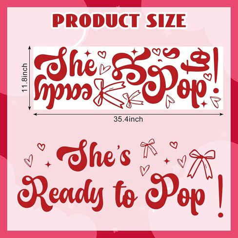 JarThenaAMCS She's Ready to Pop لافتة لاصقة لقوس البالون الأحمر الصودا موضوع حفلة الجدار ملصق لاستحمام الطفل الجنس تكشف خلفية الصورة الدعائم in Kuwait