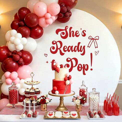 JarThenaAMCS She's Ready to Pop لافتة لاصقة لقوس البالون الأحمر الصودا موضوع حفلة الجدار ملصق لاستحمام الطفل الجنس تكشف خلفية الصورة الدعائم in Kuwait