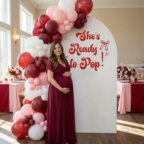 JarThenaAMCS She's Ready to Pop لافتة لاصقة لقوس البالون الأحمر الصودا موضوع حفلة الجدار ملصق لاستحمام الطفل الجنس تكشف خلفية الصورة الدعائم in Kuwait