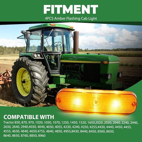 AR60250 4 قطعة ضوء الكابينة الوامض الكهرمان متوافق مع الجرار 4040 4240 4440 4640 4030 4230 4430 4630 4640 4650 4755 4760 4840 4850 4955 4960 in Kuwait