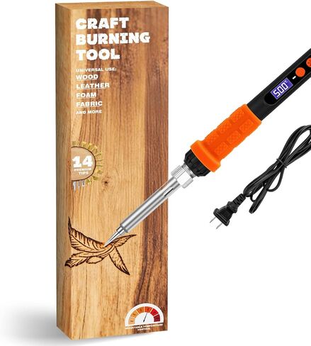 K KERNOWO Wood Burning Tool Kit for Adults & Teens, 17-Piece Adjustable Temperature Pyrography Pen Set with 14 Premium Tips, Insulated Rubber Grip Wood Burner Engraver for DIY Crafts Gift in Kuwait