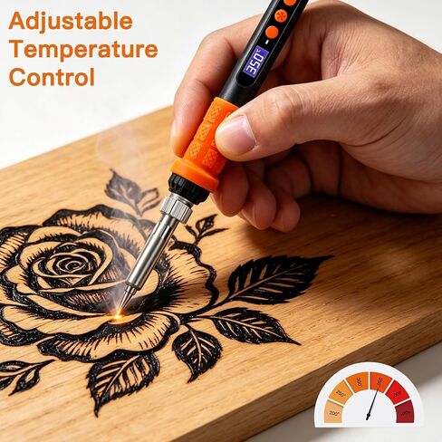 K KERNOWO Wood Burning Tool Kit for Adults & Teens, 17-Piece Adjustable Temperature Pyrography Pen Set with 14 Premium Tips, Insulated Rubber Grip Wood Burner Engraver for DIY Crafts Gift in Kuwait