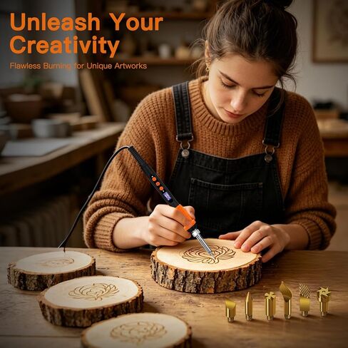 K KERNOWO Wood Burning Tool Kit for Adults & Teens, 17-Piece Adjustable Temperature Pyrography Pen Set with 14 Premium Tips, Insulated Rubber Grip Wood Burner Engraver for DIY Crafts Gift in Kuwait