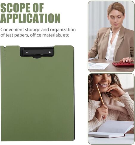 KALLORY Folding Clipboard with Writing Board Folder, Portable Heavy Duty Storage Clipboard Organizer for Office and School Document Management, Dark Green Vertical File Folder in Kuwait
