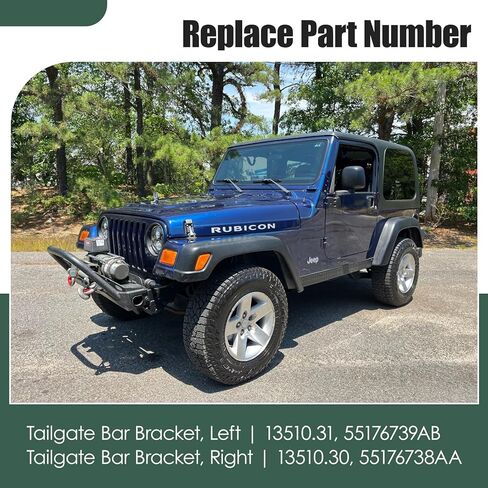 Left & Right Side Tailgate Bar Bracket Fits for 1997-2006 Jeep Wrangler TJ Replaces # 13510.31 13510.30 55176738AA 55176739AB in Kuwait