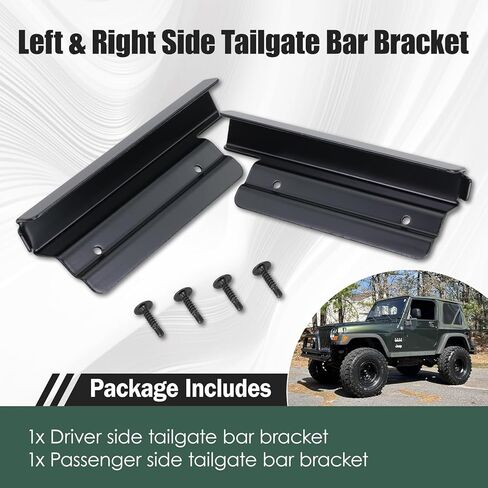 Left & Right Side Tailgate Bar Bracket Fits for 1997-2006 Jeep Wrangler TJ Replaces # 13510.31 13510.30 55176738AA 55176739AB in Kuwait