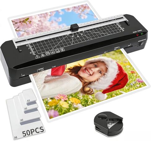Laminator, A3 Laminator Machine with Built-in Trimmer, 70 Seconds Quick Warm-Up, Cold and Thermal Laminating with 50 Sheets, NTC Technology for Home Office School (A3+50pics) in Kuwait