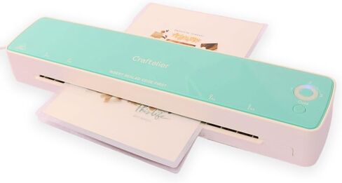 Craftelier - آلة تغليف ساخنة وباردة متعددة الاستخدامات وأداة وضع الرقائق المعدنية بسُمك 3 إلى 10 مل، وختم المستندات بعرض يصل إلى 13 بوصة، سهلة الاستخدام للمكتب المنزلي أو المدرسة، باللون النعناعي والأبيض in Kuwait