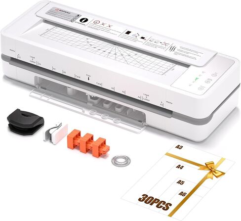 Commercial Laminator Machine 13 Inch 4-Roller, 55s Fast Warm-Up Never-Jam Lamination Machine, 3-10 Mil Thickness, Supports 11x17 & A3 Document Laminating, Includes 30 Laminating Sheets White in Kuwait