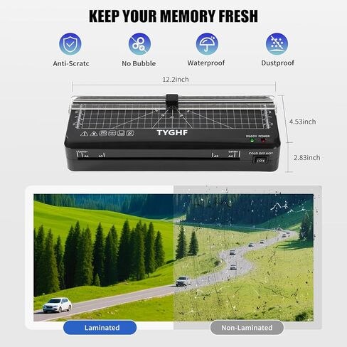 Laminator Machine with 30 Laminating Sheets (A4/A5/A6), 4-in-1 Thermal and Cold Lamination Machine with Built-in Paper Trimmer and Angle Scale, 2-Min Warm-up Laminator for Home Office Black in Kuwait