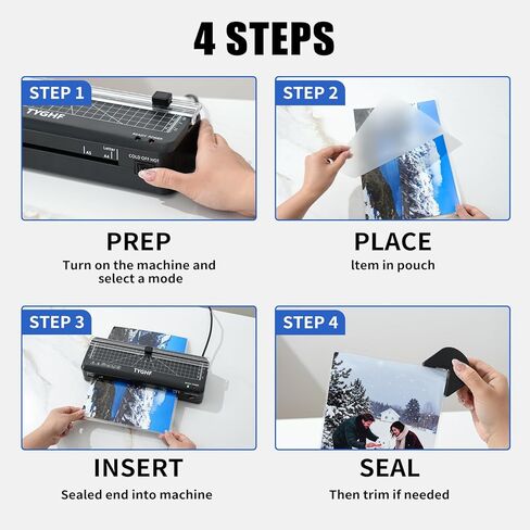 Laminator Machine with 30 Laminating Sheets (A4/A5/A6), 4-in-1 Thermal and Cold Lamination Machine with Built-in Paper Trimmer and Angle Scale, 2-Min Warm-up Laminator for Home Office Black in Kuwait