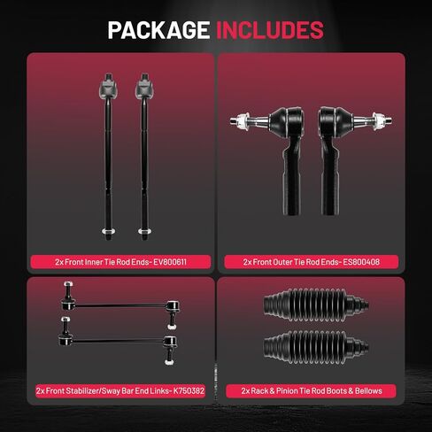 BDFHYK 8PC Inner & Outer Tie Rod Kit w/Front Sway Bar End Links Steering Boots for Dodge Journey 2009-2020 Front Driver Passenger Steering Suspension Assembly EV800611 ES800408 K750382 in Kuwait