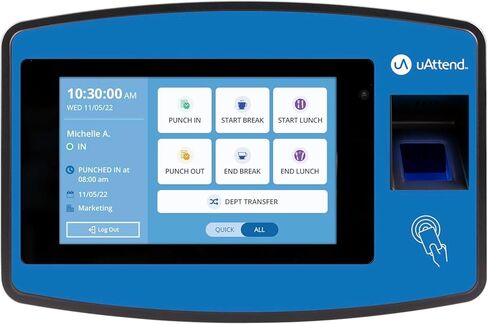 uAttend JR2500 Biometric Fingerprint, RFID, PIN Time Clock for Small Business – Cloud-Based Attendance System with Optional Payroll Integration – All-in-One System in Kuwait