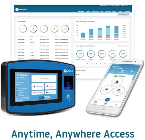 uAttend JR2500 Biometric Fingerprint, RFID, PIN Time Clock for Small Business – Cloud-Based Attendance System with Optional Payroll Integration – All-in-One System in Kuwait