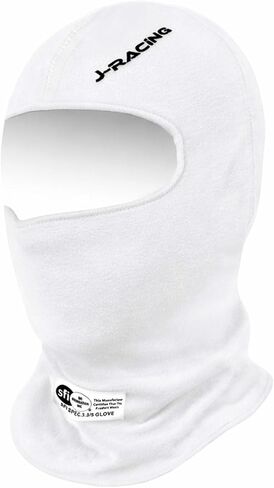 J-RACING® Racing Balaclava, Lightweight Aramid Knit, SFI 3.3 Certified, Flame Retardant, Stretch Fit & Breathable Head Sock for Auto Racing- Upgrade White in Kuwait