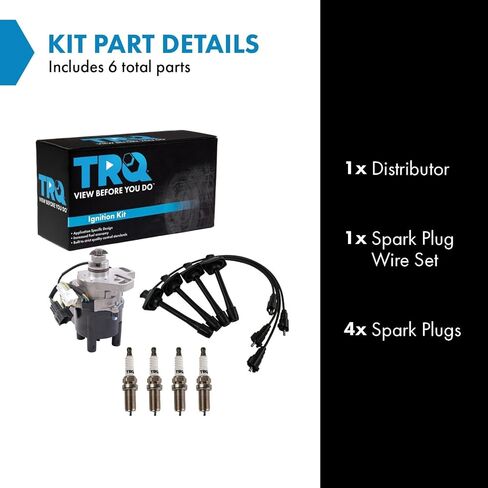 TRQ Ignition Coil and Spark Plug Kit 6 Piece Distributor Compatible with 1994-1995 Toyota Celica 1993-1995 Corolla in Kuwait